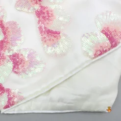 Outlet Sequins Floral Embroidered Off White Top And Lehenga With Sling Bag Ethnic Wear | Lehengas & Ghagras