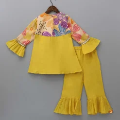Fashion Sequins Floral Printed Kurti With Palazzo And Net Dupatta Ethnic Wear | Palazzos & Shararas