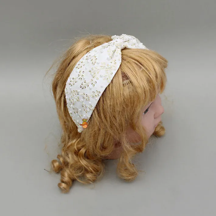 Clearance Sequins Leaf Embroidered White Hair Band Hair Accessories | Hair Bands
