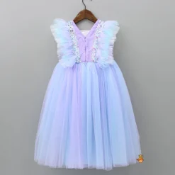 Fashion Sequins Work Dual Tone High Low Dress With Matching Hair Clip Dresses & Sets | Dresses