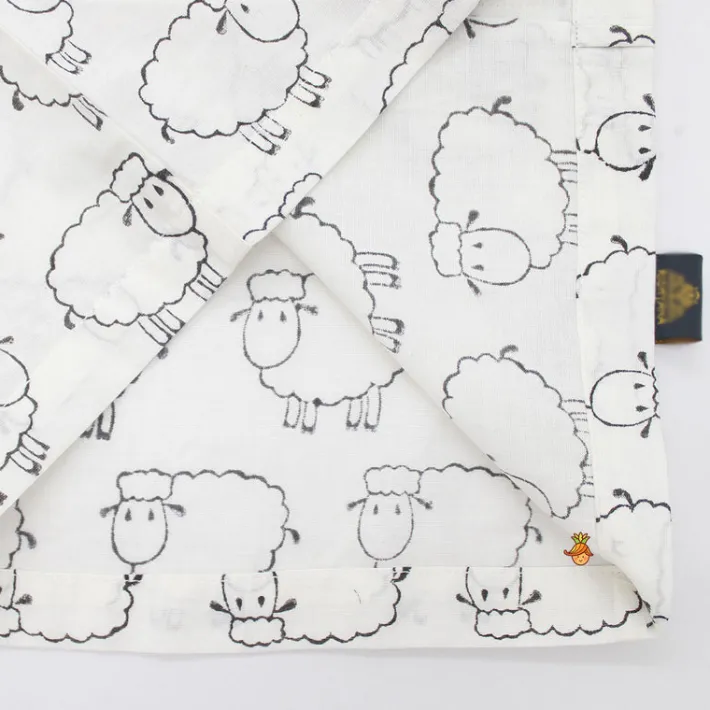 Fashion Sheep Hand Block Printed Shirt And Grey Pant BOY Formal Wear