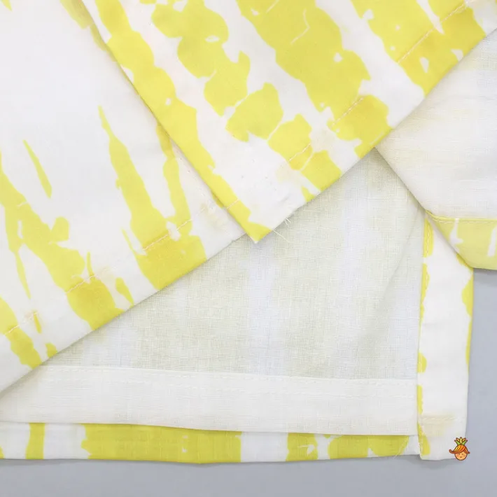 Outlet Shibori Printed Kurta With Beads Embroidered Yellow Open Jacket And Churidar BOY Twinning Sets | Indian Ethnic Wear