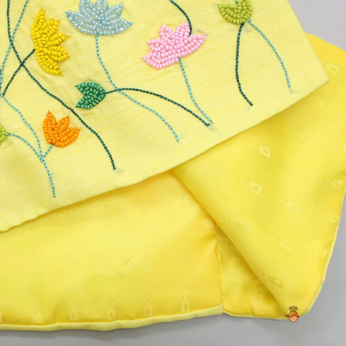 Outlet Shibori Printed Kurta With Beads Embroidered Yellow Open Jacket And Churidar BOY Twinning Sets | Indian Ethnic Wear