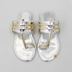 Fashion Shiny Braided Kolhapuri Flats Shoes