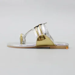 Fashion Shiny Braided Kolhapuri Flats Shoes
