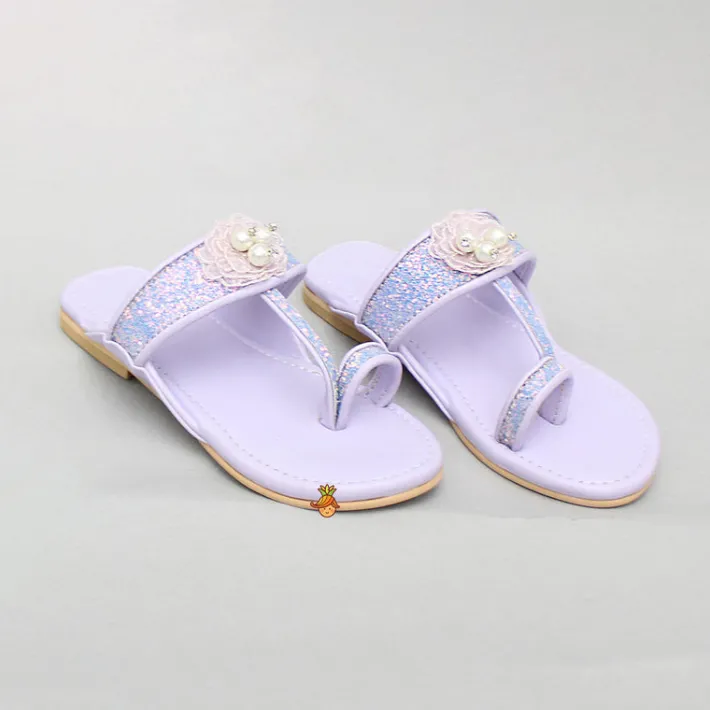 Fashion Shiny Lilac Kolhapuri Style Flats Shoes