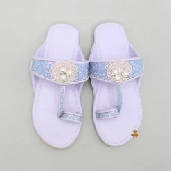 Fashion Shiny Lilac Kolhapuri Style Flats Shoes