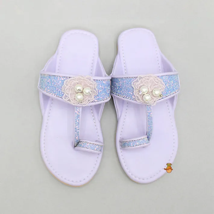 Fashion Shiny Lilac Kolhapuri Style Flats Shoes