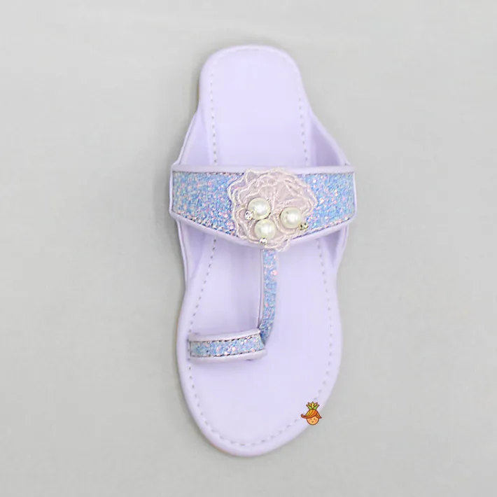 Fashion Shiny Lilac Kolhapuri Style Flats Shoes