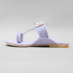 Fashion Shiny Lilac Kolhapuri Style Flats Shoes