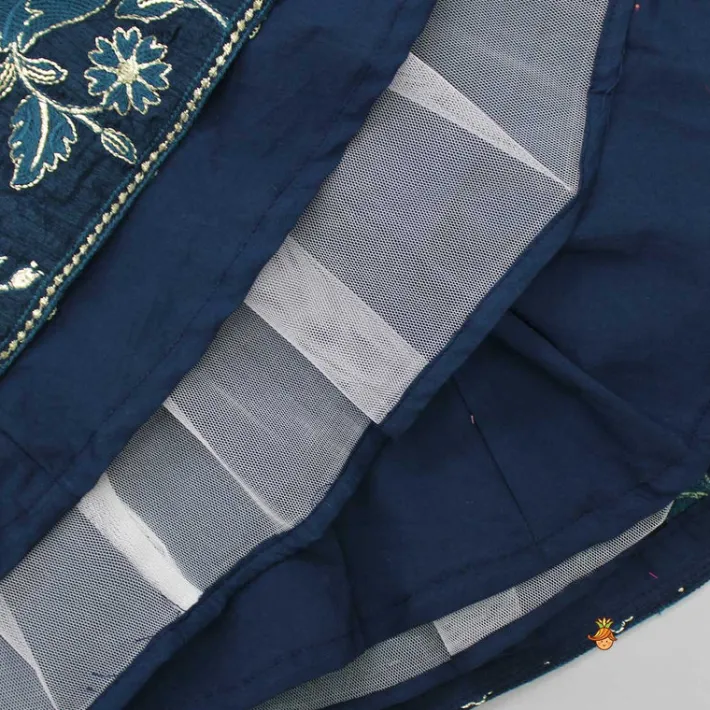 New Short Sleeves Pleated Neckline Blue Kurti Ethnic Wear | Kurtis & Jumpsuits