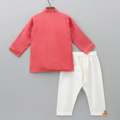 Discount Side Buttons Detail Kurta And Pyjama BOY Twinning Sets | Indian Ethnic Wear