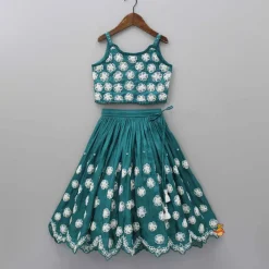 Fashion Silk Green Pleated Hem Top And Lehenga Ethnic Wear | Lehengas & Ghagras