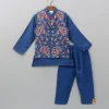 New Silk Kurta With Lotus Embroidered Jacket And Pyjama BOY Indian Ethnic Wear | Ethnic Sets