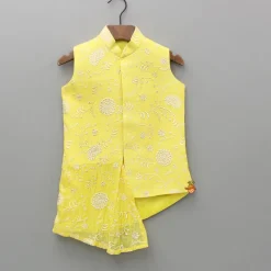 Online Sleeveless Embroidered Stylish Kurta And Dhoti Style Pant BOY Indian Ethnic Wear | Ethnic Sets