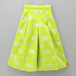 Online Sleeveless Green Top And Elephant Print Palazzo Ethnic Wear | Palazzos & Shararas