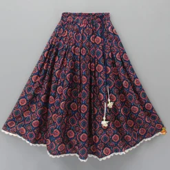 Outlet Sleeveless Printed Multicolour Top And Lehenga With Red Dupatta Ethnic Wear | Lehengas & Ghagras