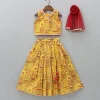 Discount Sleeveless Printed Yellow Top And Lehenga With Maroon Dupatta Ethnic Wear | Lehengas & Ghagras