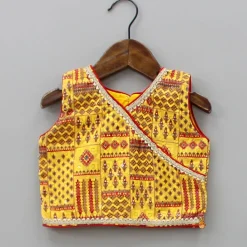Discount Sleeveless Printed Yellow Top And Lehenga With Maroon Dupatta Ethnic Wear | Lehengas & Ghagras