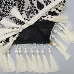 Clearance Smocked Back Stylish Sleeves Black Top And Fringes Skirt With Knot Detail Hair Band Dresses & Sets | Sets