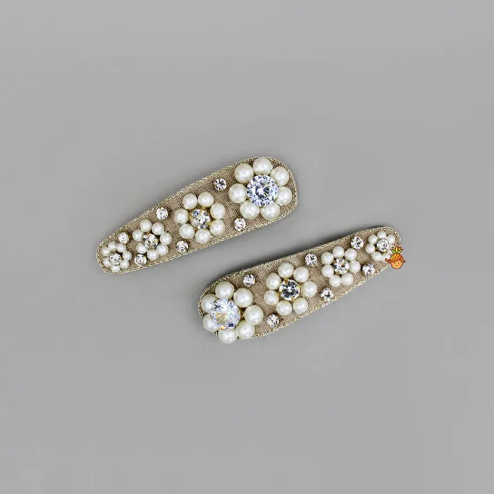 New Sparkling Floral Off-White Hair Clips Hair Accessories | Hair Clips