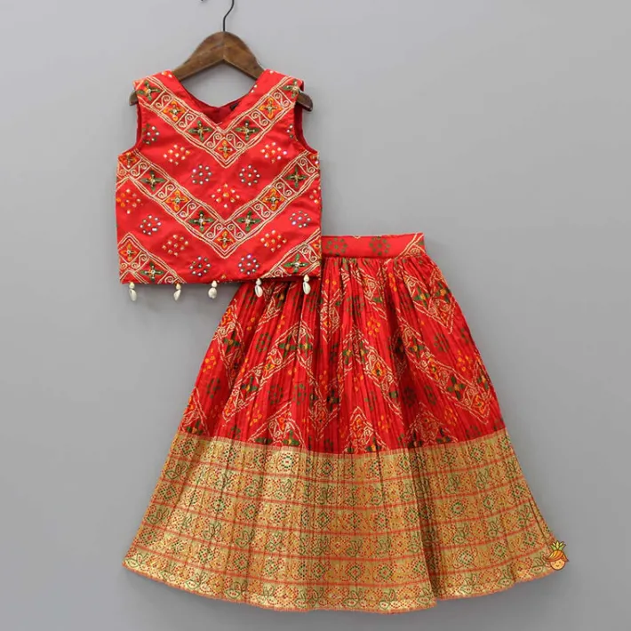 Sale Splendid Sequins Work Red Top And Lehenga With Dupatta Ethnic Wear | Lehengas & Ghagras
