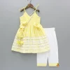 Clearance Strappy V Neck Embroidered Yellow Kurti And Pant With Sling Bag Ethnic Wear | Churidars & Salwars