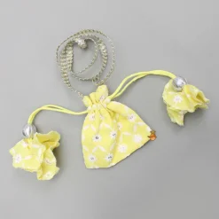 Clearance Strappy V Neck Embroidered Yellow Kurti And Pant With Sling Bag Ethnic Wear | Churidars & Salwars