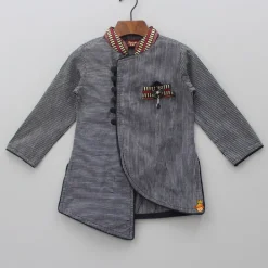 Online Strip Print Asymmetric Kurta With Dhoti BOY Indian Ethnic Wear | Ethnic Sets