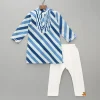 New Striped Printed Blue Kurta And Pyjama BOY Indian Ethnic Wear | Ethnic Sets