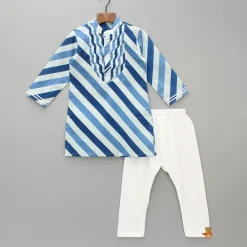 New Striped Printed Blue Kurta And Pyjama BOY Indian Ethnic Wear | Ethnic Sets