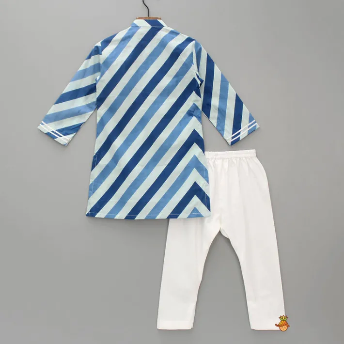 New Striped Printed Blue Kurta And Pyjama BOY Indian Ethnic Wear | Ethnic Sets