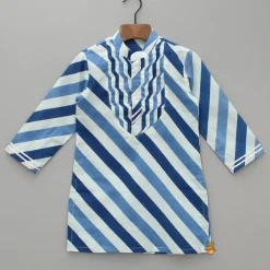 New Striped Printed Blue Kurta And Pyjama BOY Indian Ethnic Wear | Ethnic Sets