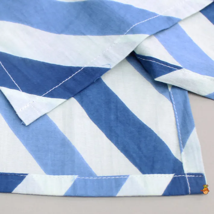 New Striped Printed Blue Kurta And Pyjama BOY Indian Ethnic Wear | Ethnic Sets