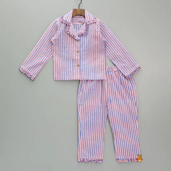 Discount Striped Printed Top And Pyjama Sleepwear
