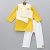 Sale Stripped Asymmetric Jacket With Mustard Yellow Kurta And Pyjama BOY Indian Ethnic Wear | Ethnic Sets
