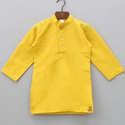 Sale Stripped Asymmetric Jacket With Mustard Yellow Kurta And Pyjama BOY Indian Ethnic Wear | Ethnic Sets