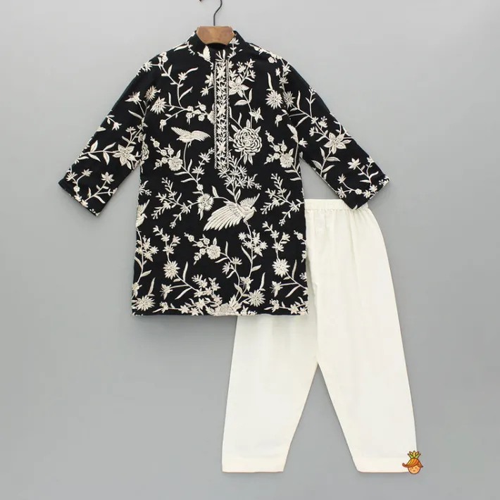 Online Stunning Embroidered Georgette Black Kurta With Pyjama BOY Indian Ethnic Wear | Ethnic Sets