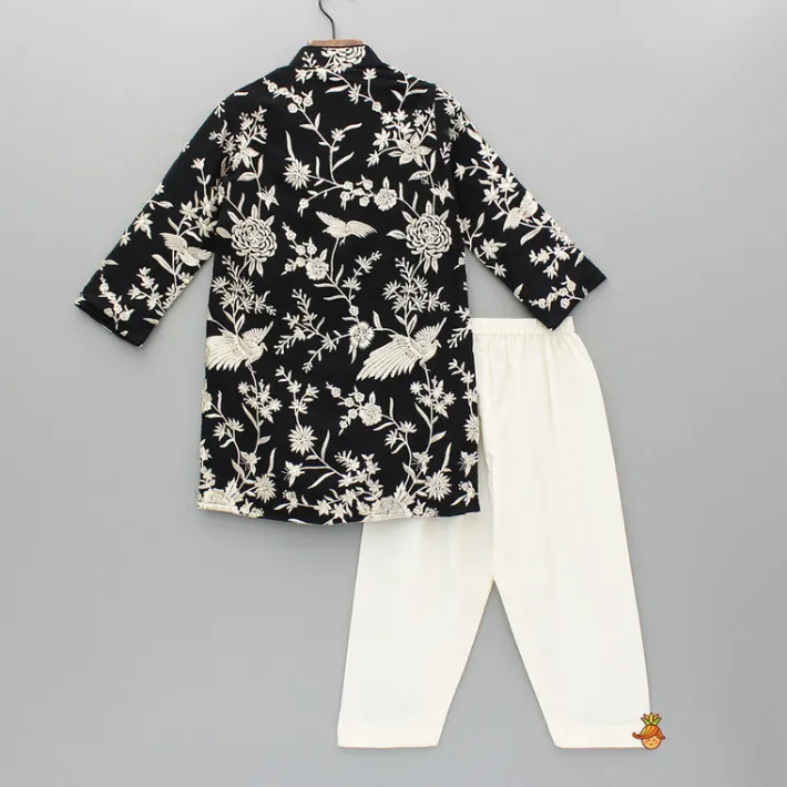 Online Stunning Embroidered Georgette Black Kurta With Pyjama BOY Indian Ethnic Wear | Ethnic Sets