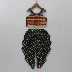 Clearance Stunning Embroidered Halter Neck Top With Printed Dhoti Ethnic Wear | Dhotis & Patialas