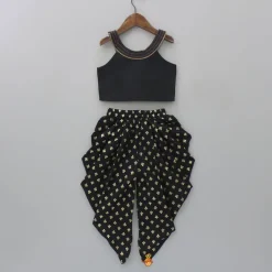 Clearance Stunning Embroidered Halter Neck Top With Printed Dhoti Ethnic Wear | Dhotis & Patialas
