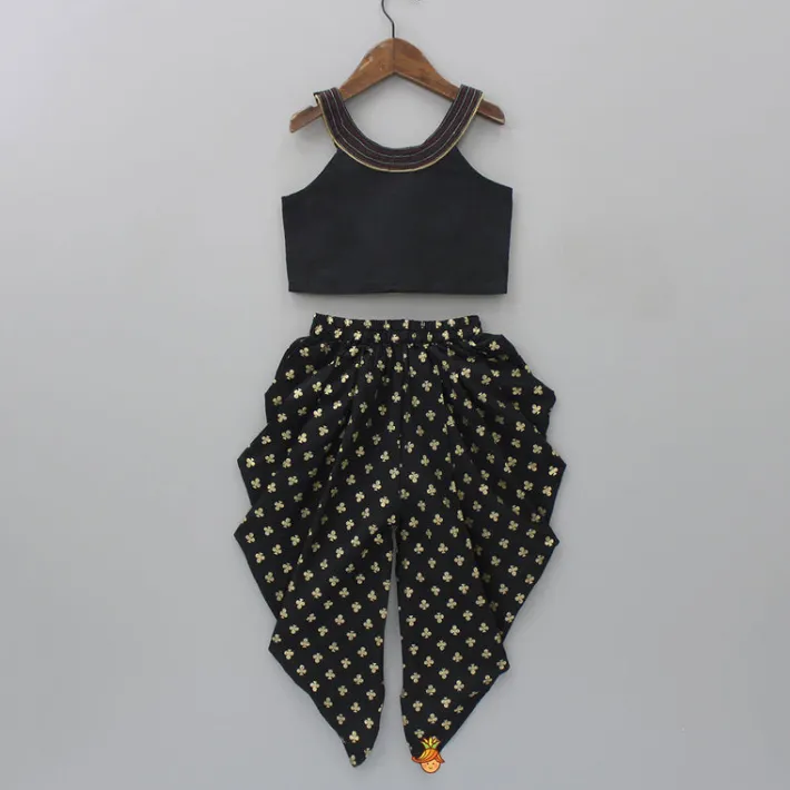 Clearance Stunning Embroidered Halter Neck Top With Printed Dhoti Ethnic Wear | Dhotis & Patialas
