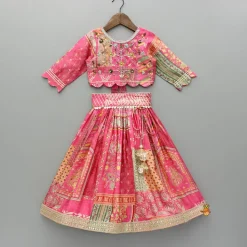 Hot Stunning Pink Raw Silk Scalloped Top And Pearly Tassels Enhanced Lehenga Ethnic Wear | Lehengas & Ghagras