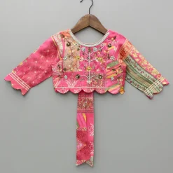 Hot Stunning Pink Raw Silk Scalloped Top And Pearly Tassels Enhanced Lehenga Ethnic Wear | Lehengas & Ghagras