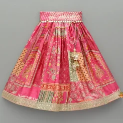 Hot Stunning Pink Raw Silk Scalloped Top And Pearly Tassels Enhanced Lehenga Ethnic Wear | Lehengas & Ghagras