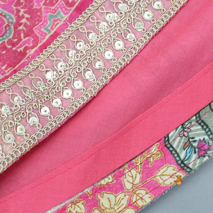 Hot Stunning Pink Raw Silk Scalloped Top And Pearly Tassels Enhanced Lehenga Ethnic Wear | Lehengas & Ghagras