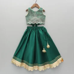 New Stunning Scalloped Hem Green Top And Lehenga Ethnic Wear | Lehengas & Ghagras