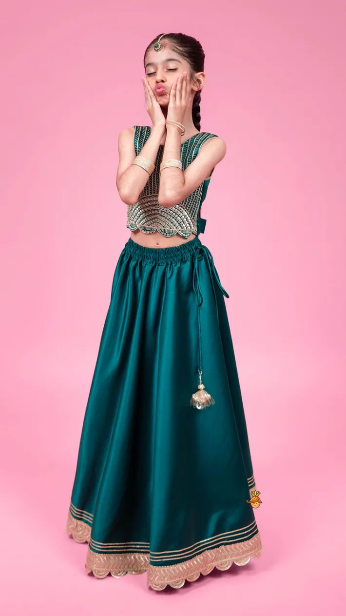 New Stunning Scalloped Hem Green Top And Lehenga Ethnic Wear | Lehengas & Ghagras