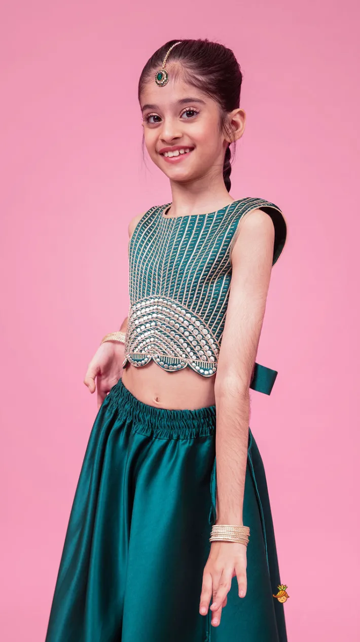 New Stunning Scalloped Hem Green Top And Lehenga Ethnic Wear | Lehengas & Ghagras