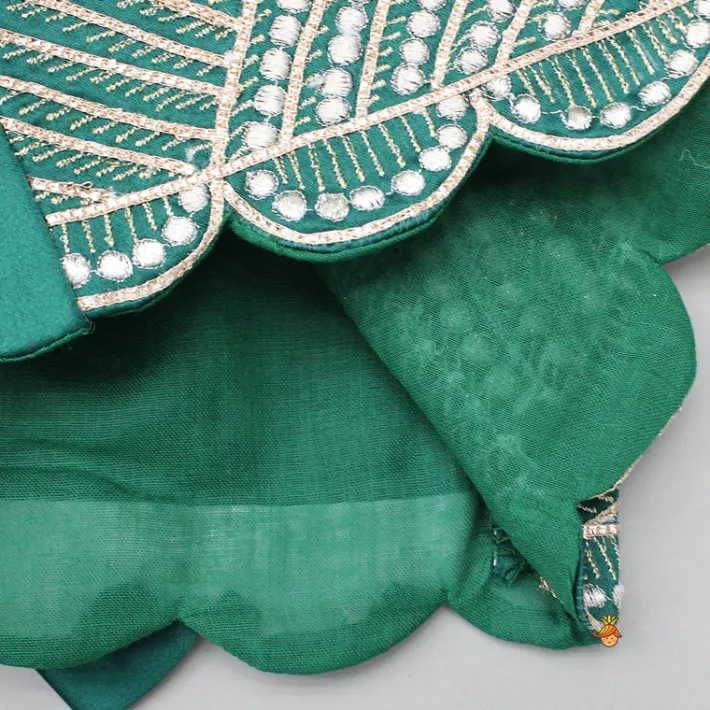 New Stunning Scalloped Hem Green Top And Lehenga Ethnic Wear | Lehengas & Ghagras